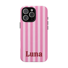 Pink Cabana Stripe Personalized Tough Magnetic Phone Case