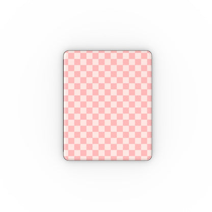 Pink checkerboard iPad case front cover