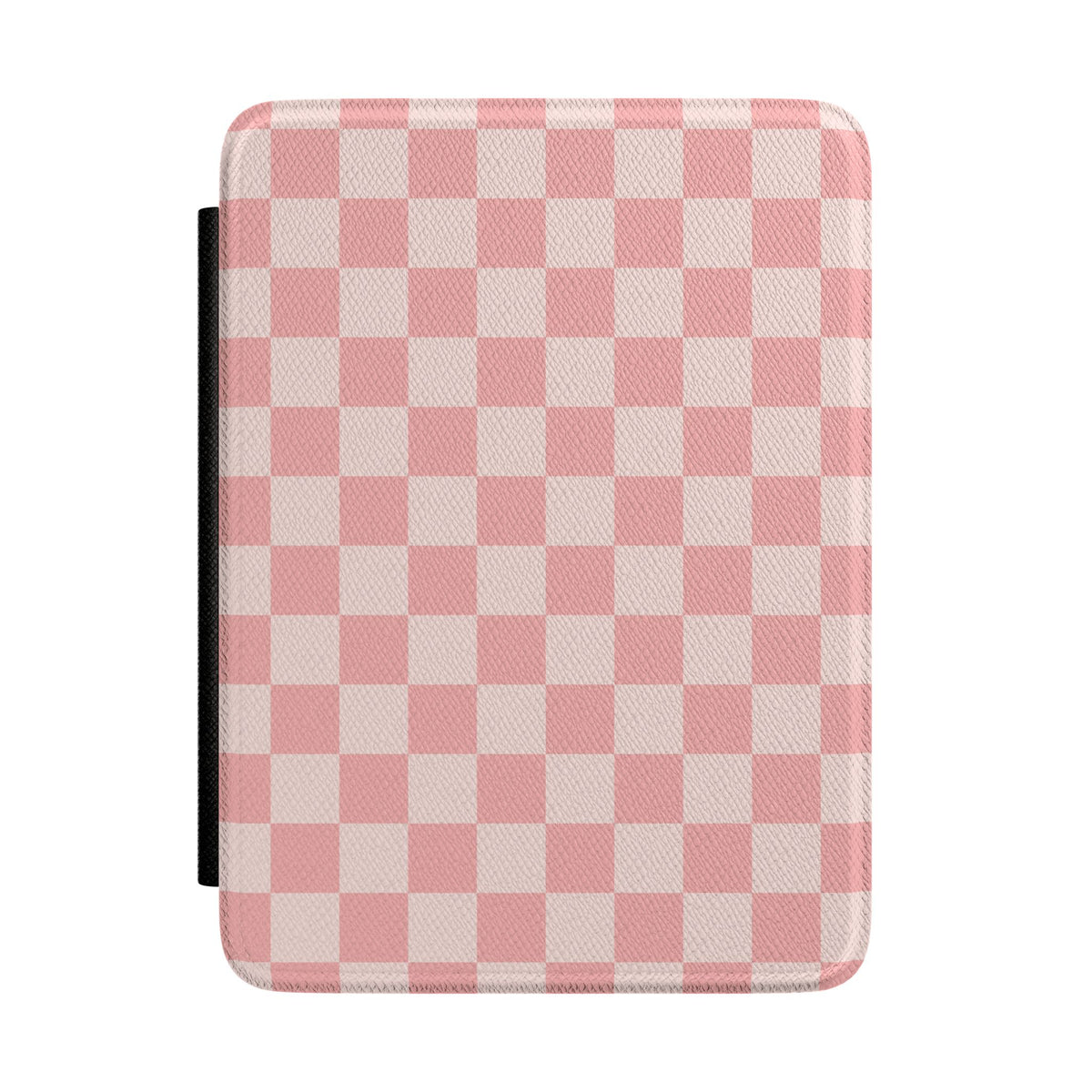 Pink Checkerboard Kindle case front cover