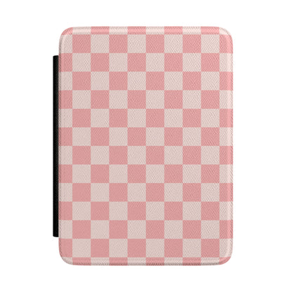 Pink Checkerboard Kindle case front cover