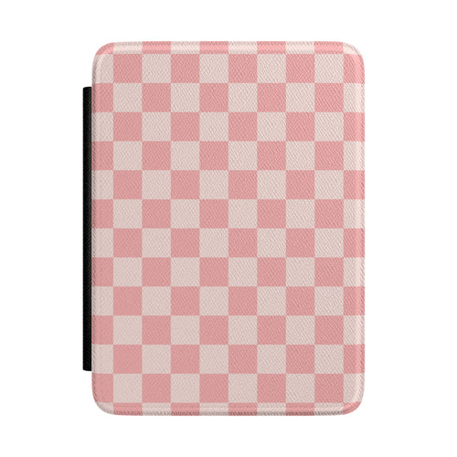 Pink Checkerboard Kindle case front cover