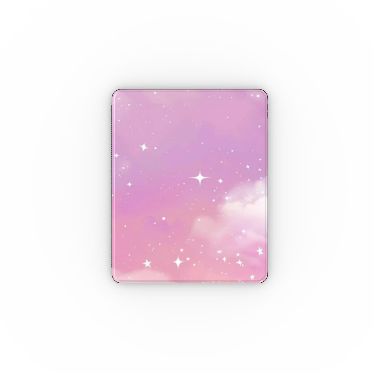 Pink Galaxy iPad case front cover with a pink and violet starry sky