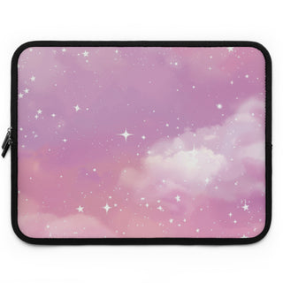 Pink Galaxy laptop sleeve front panel with a pink starry sky