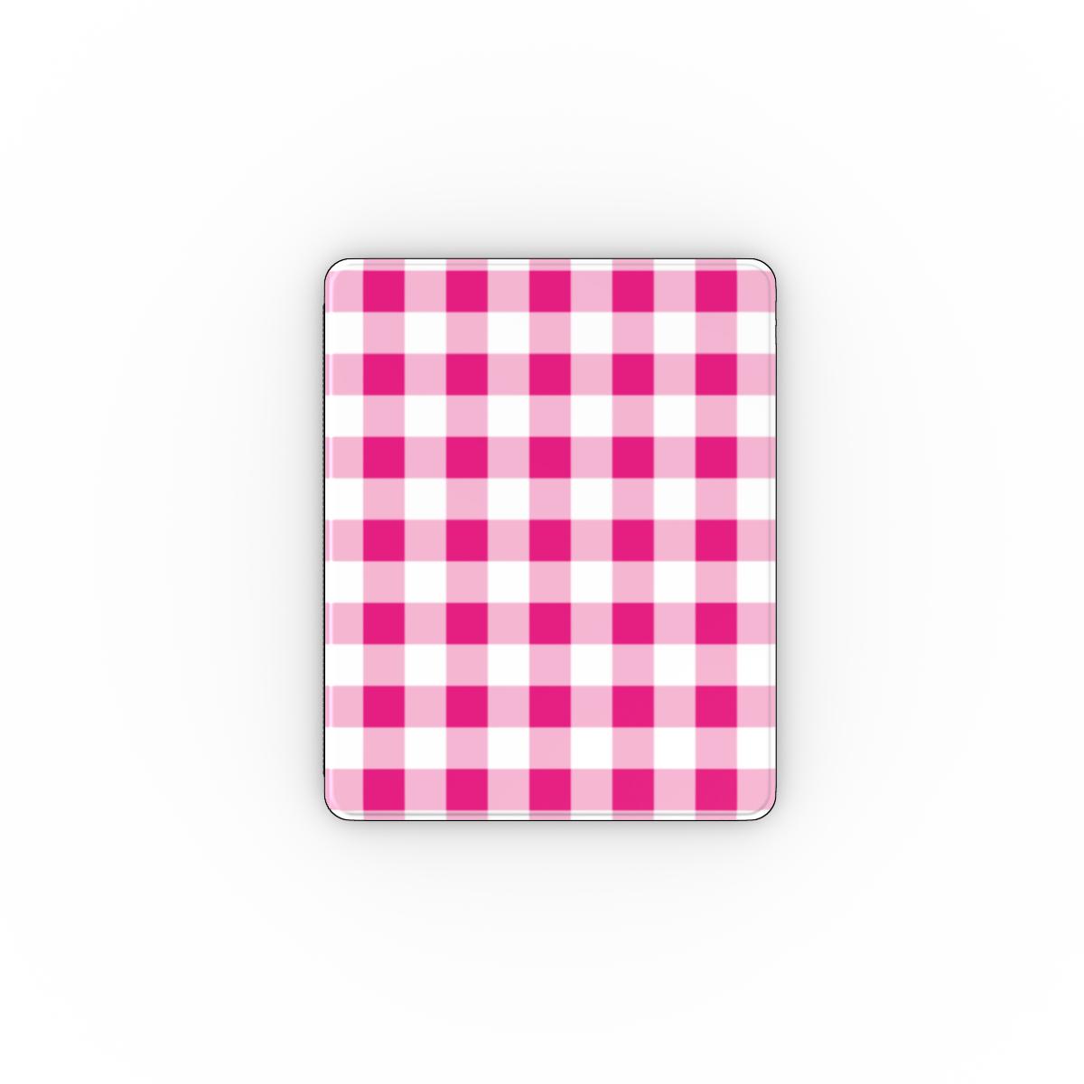 Pink gingham iPad case front cover
