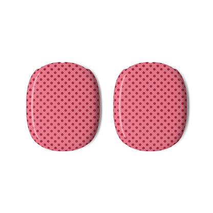 The two pink polka dot AirPods Max ear cup shells shown on their own