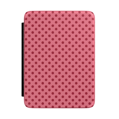 Pink polka dot Kindle case front cover