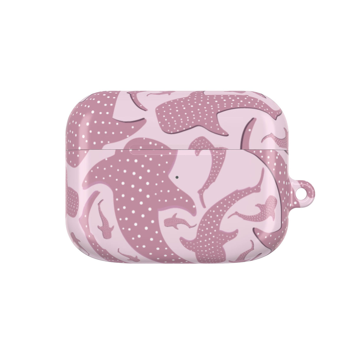 Pink whale shark AirPods case closed back view