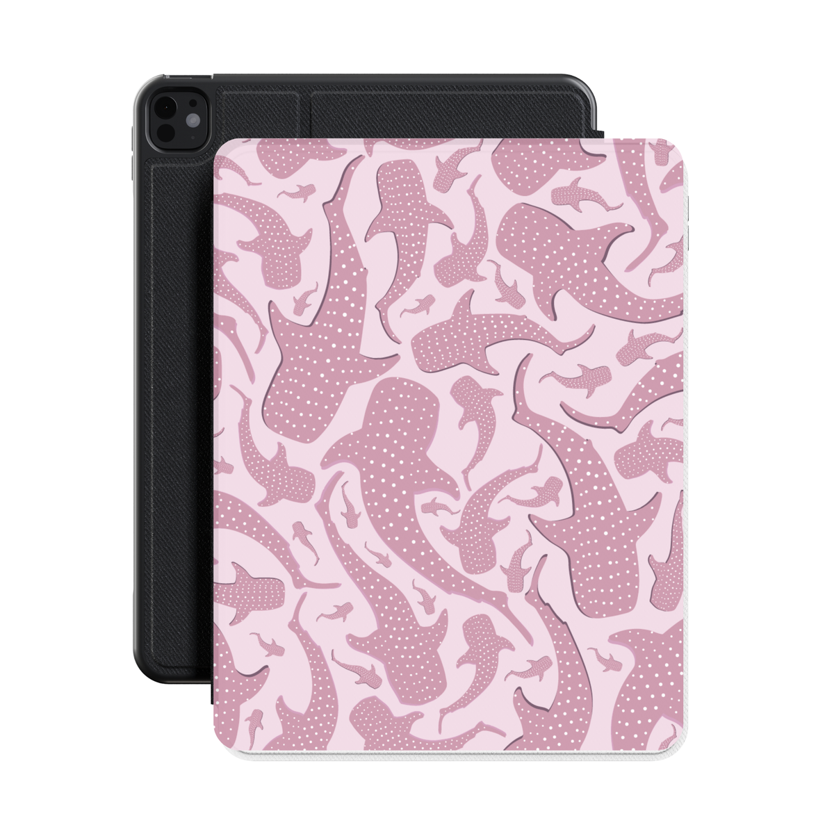 Pink Whale Shark iPad case shown with an iPad