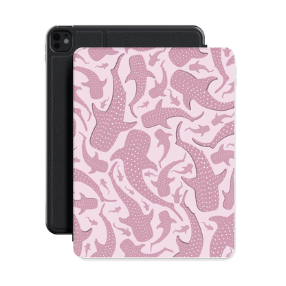 Pink Whale Shark iPad case shown with an iPad