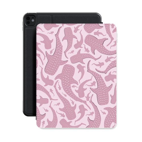 Pink Whale Shark iPad case shown with an iPad
