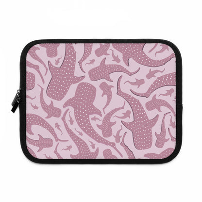 Pattern detail of the whale shark print, white dots speckled across rose-pink shark silhouettes