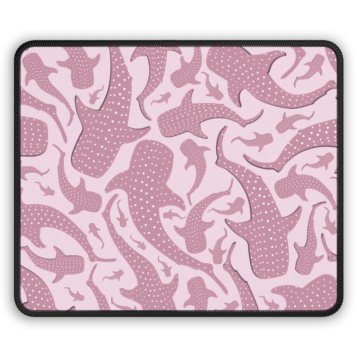 Pink Whale Shark mouse mat with dusty pink whale sharks on pale pink