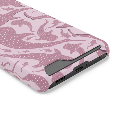 Close-up of the card slot on the Pink Whale Shark phone case