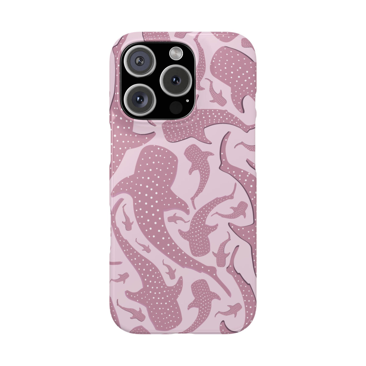 Pink Whale Shark snap phone case, back view with the whale shark print