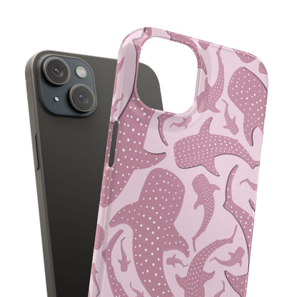 Pink Whale Shark snap phone case shown with the phone