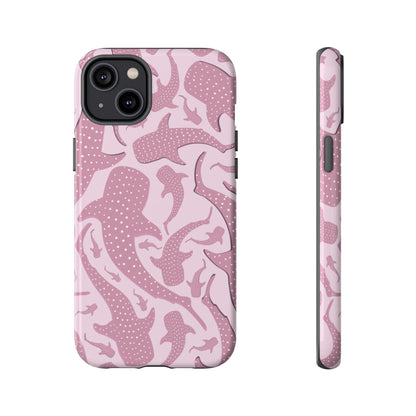 Back and side of the Pink Whale Shark tough phone case