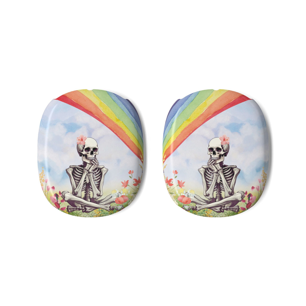 The two Rainbow Skeleton AirPods Max shells shown separately