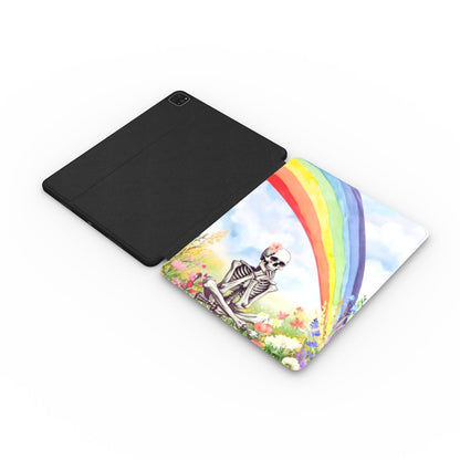 Rainbow Skeleton iPad case open flat