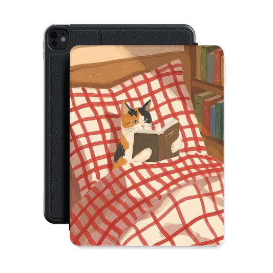Reading Cat iPad case front with iPad Pro