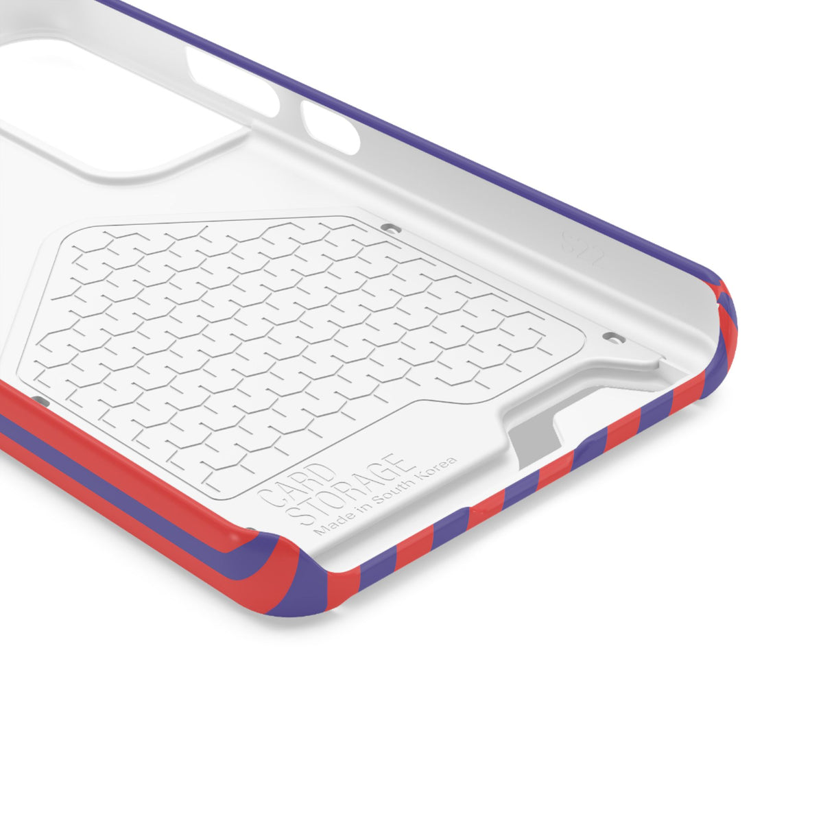 Inside of the Red Cabana Stripe card holder phone case shell
