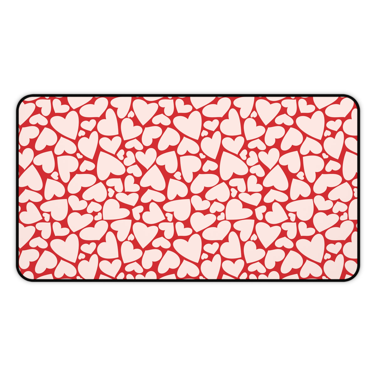 Red hearts desk mat 12 x 18 inch with a packed heart print