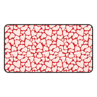 Red hearts desk mat 12 x 18 inch with a packed heart print