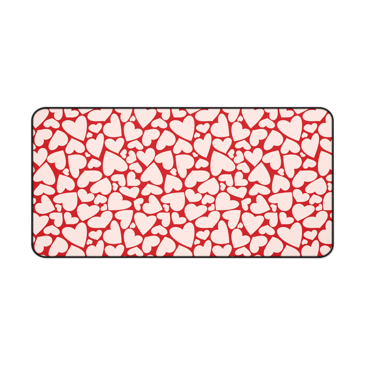 Red hearts desk mat 16 x 32 inch