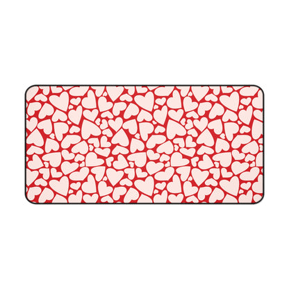 Red hearts desk mat 16 x 32 inch