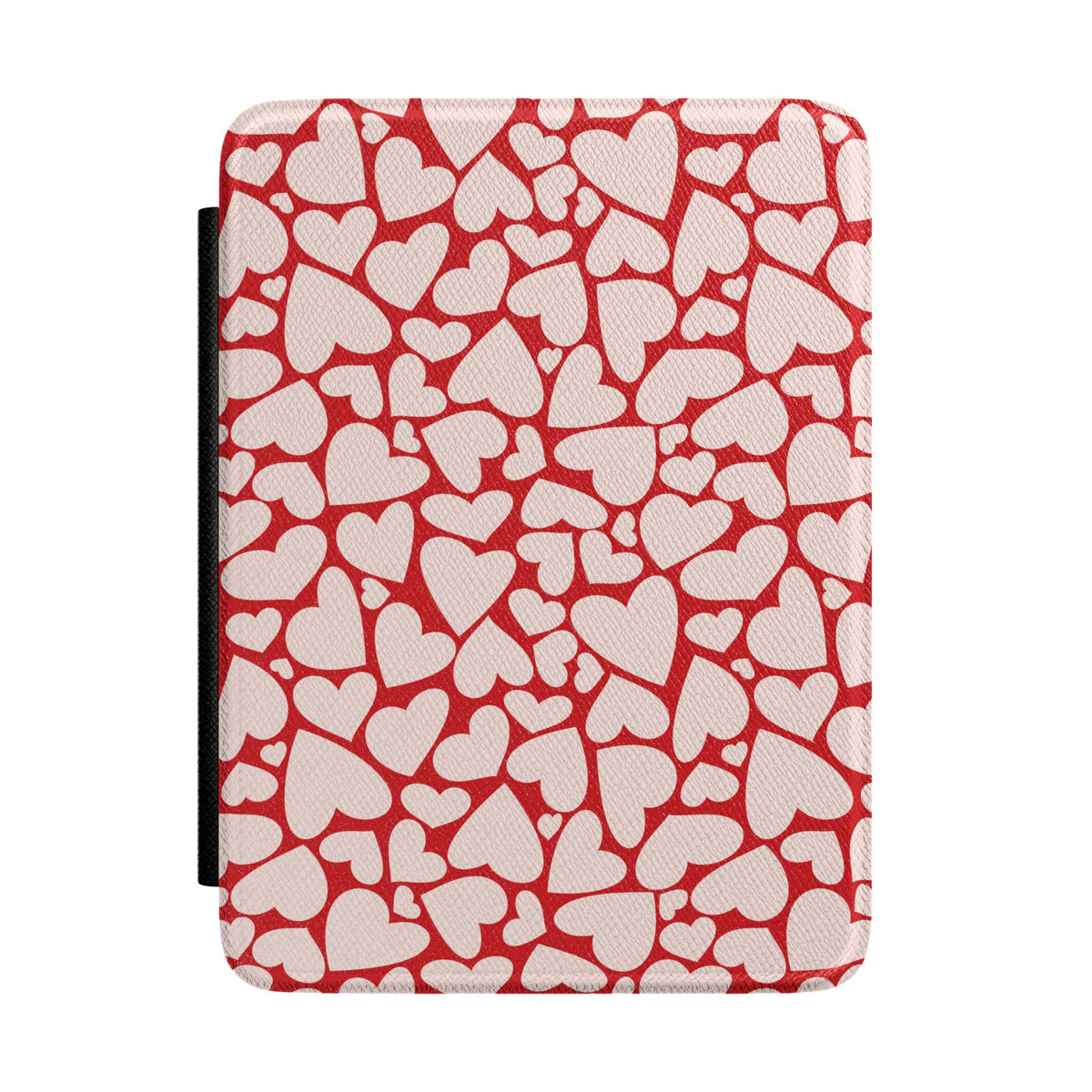 Red hearts Kindle case front cover with hand-drawn hearts on cream