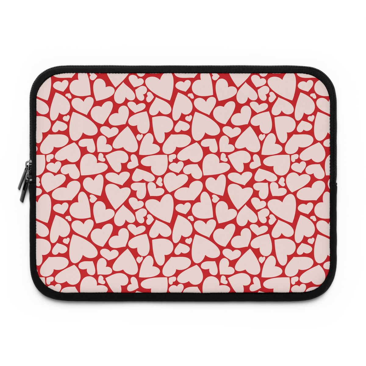 Red hearts laptop sleeve printed front