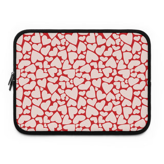Red hearts laptop sleeve printed front