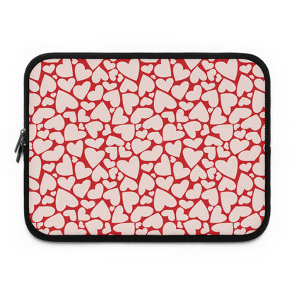 Red hearts laptop sleeve printed front