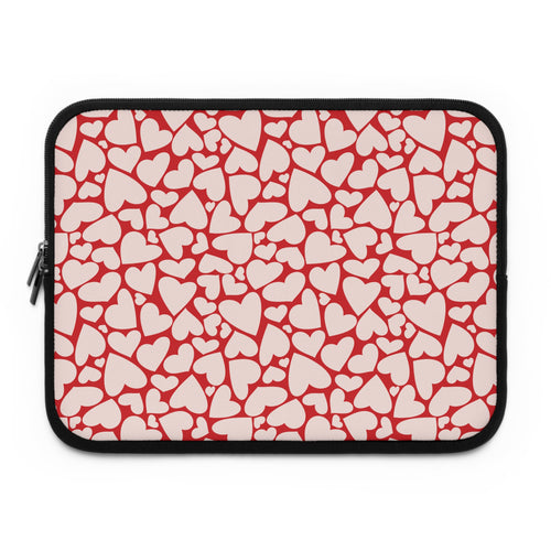 Red hearts laptop sleeve printed front