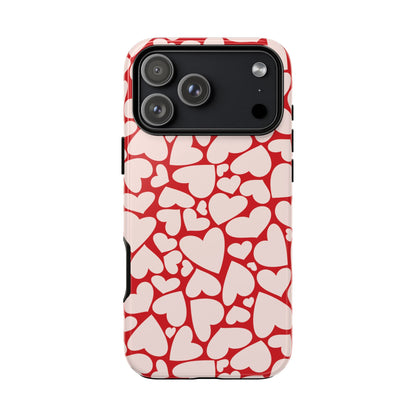 Red Hearts tough phone case on a second phone model