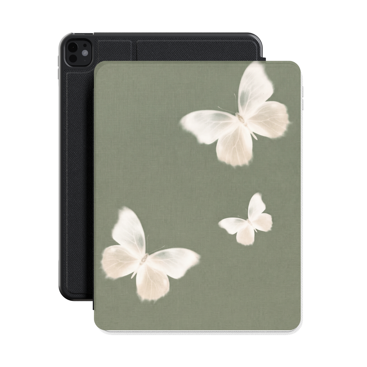 Sage Butterfly iPad case front with iPad inside