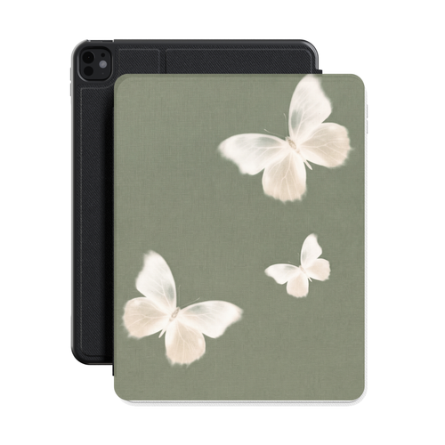 Sage Butterfly iPad case front with iPad inside