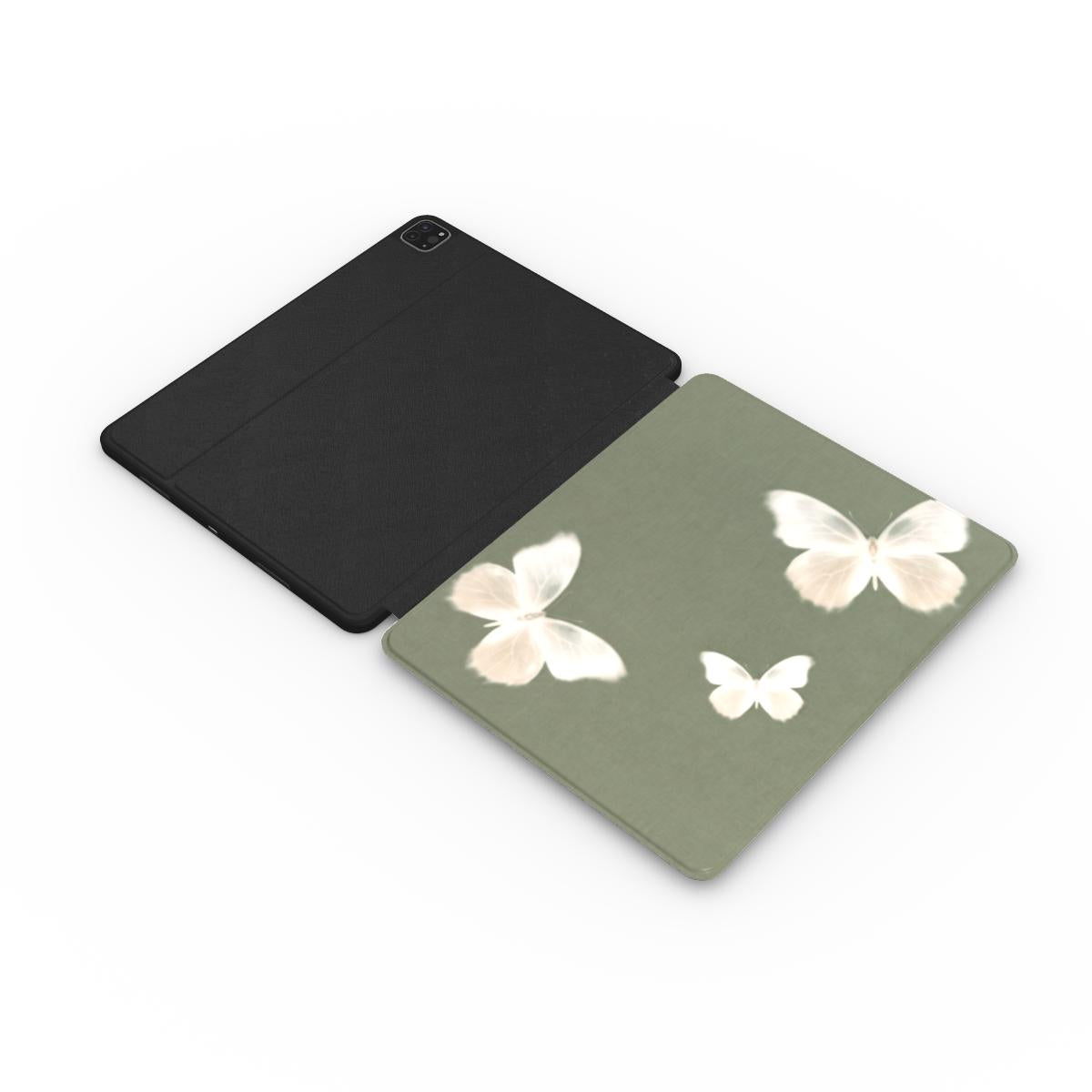 Sage Butterfly iPad case opened flat