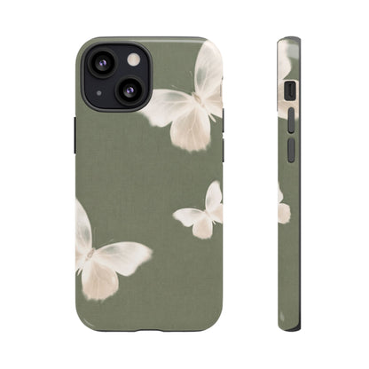 Sage Butterfly tough phone case back and side view
