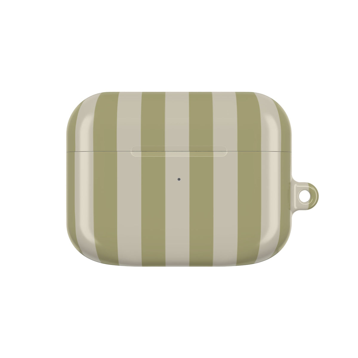Front of the Sage Cabana Stripe AirPods Pro case