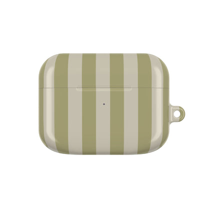 Front of the Sage Cabana Stripe AirPods Pro case