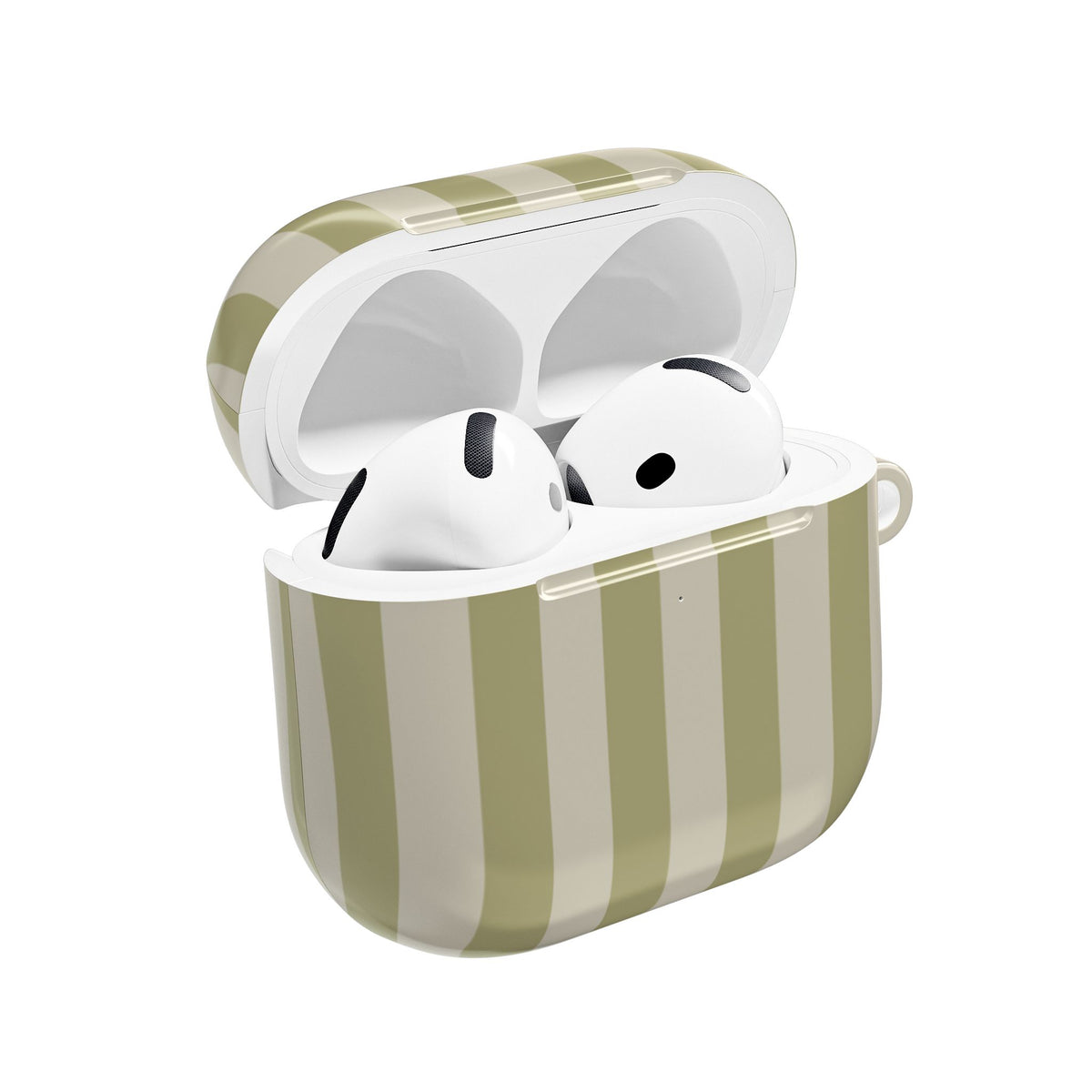 Sage Cabana Stripe AirPods Pro case open from the side