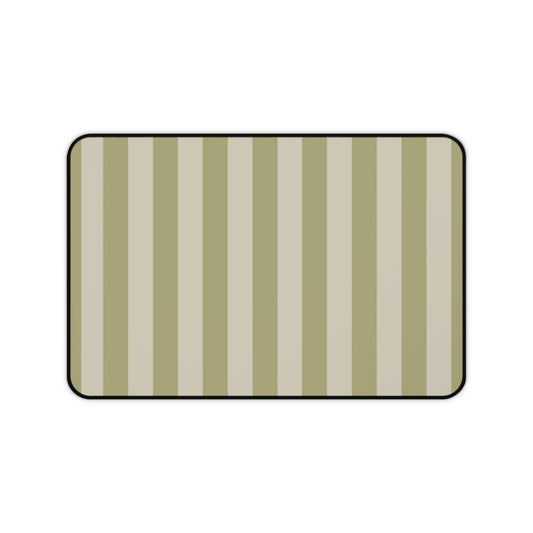 Sage Cabana Stripe desk mat with sage and oatmeal stripes