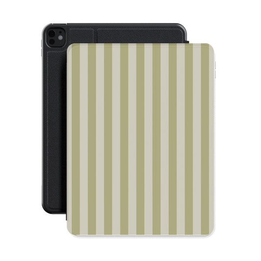 Sage Cabana Stripe iPad case on an iPad