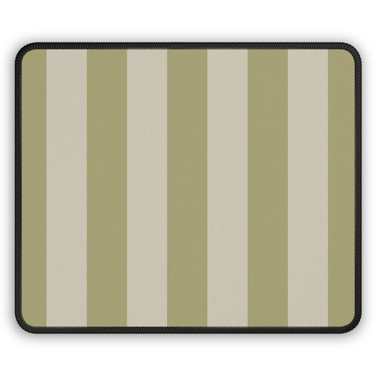 Sage Cabana Stripe mouse mat with sage and oatmeal stripes