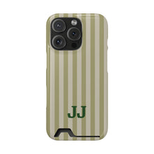 Sage Cabana Stripe Personalized Phone Case with Card Holder