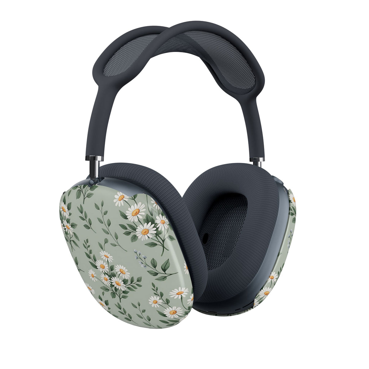 Sage Daisy AirPods Max case seen from a second angle on the headphones
