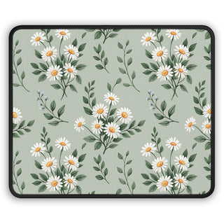 Sage Daisy mouse mat with white daisy bouquets on sage green
