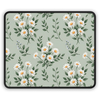 Sage Daisy mouse mat with white daisy bouquets on sage green