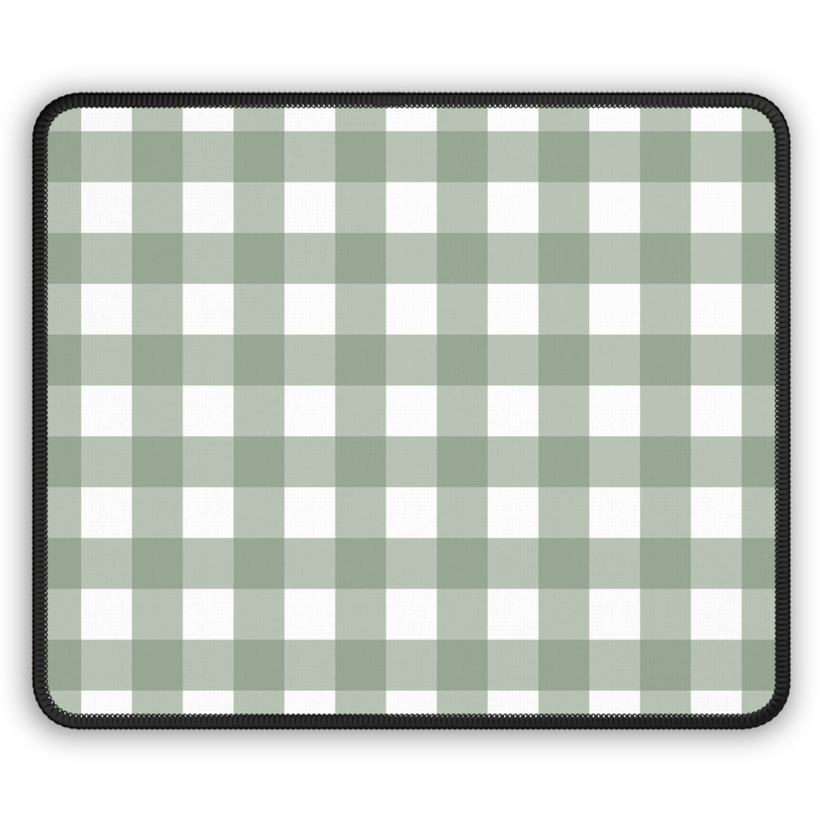 Sage Gingham mouse mat with a green and white check pattern