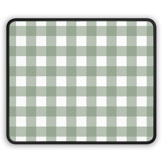 Sage Gingham mouse mat with a green and white check pattern